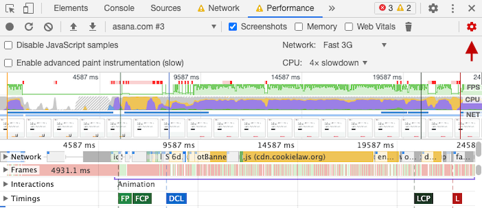 Enabling DevTools CPU throttling