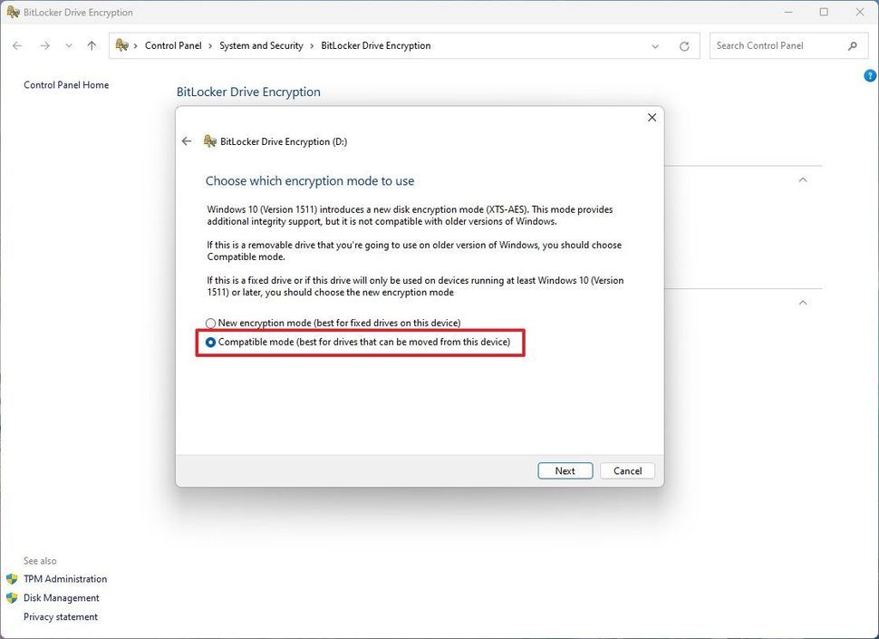 BitLocker 兼容模式